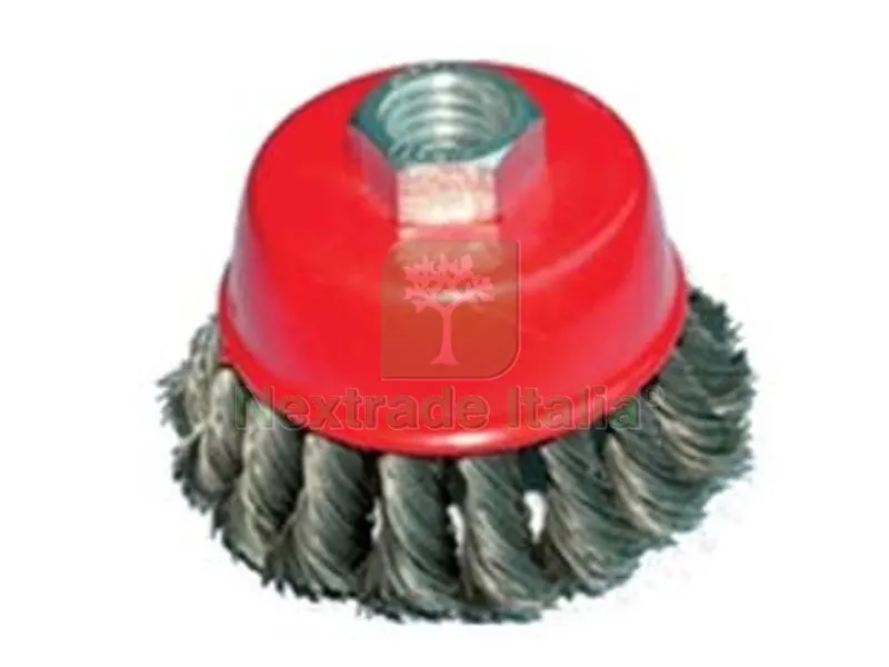 SPAZZOLA A TAZZA FILI ACCIAIO RITORTI PER SMERIGLIATRICE EXTRA - ? mm.65 foro filettato 14 MA — Punte, frese e dischi — rif. FERX.FER206211 SPAZZOLA A TAZZA FILI ACCIAIO RITORTI PER SMERIGLIATRICE EXTRA - ? mm.65 foro filettato 14 MA — Punte, frese e dischi — rif. FERX.FER206211