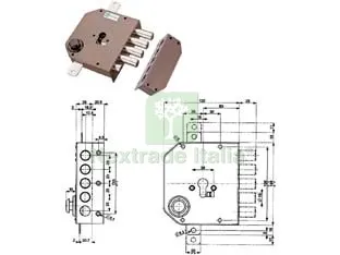 Serratura Triplice da Applicare con Scrocco Cilindro Europeo 38630 - mm.60 SX (38630VS00) — Serrature e cilindri — rif. FERX.FER211864