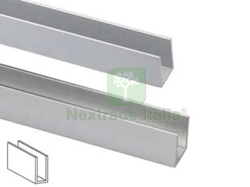 5PZ PROFILO AD U IN ALLUMINIO - mm.10x10 mt.1 argento — Isolanti e reti — rif. FERX.FER432375