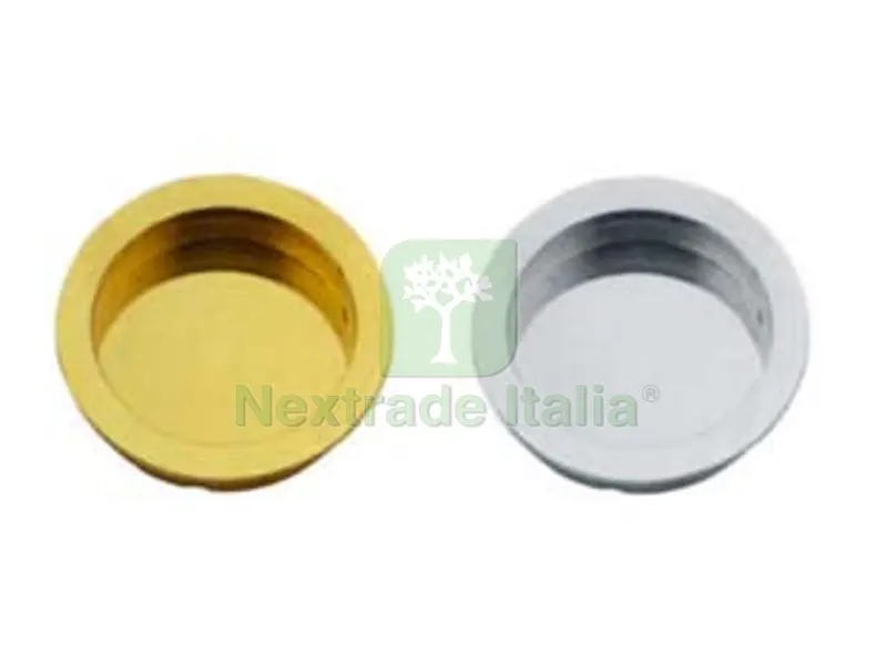 5PZ Maniglietta Nicchia Tonda AD Incasso Senza Foro in Ottone - ? mm.40 in ottone cromo satinato — Maniglie e pomelli — rif. FERX.FER212342