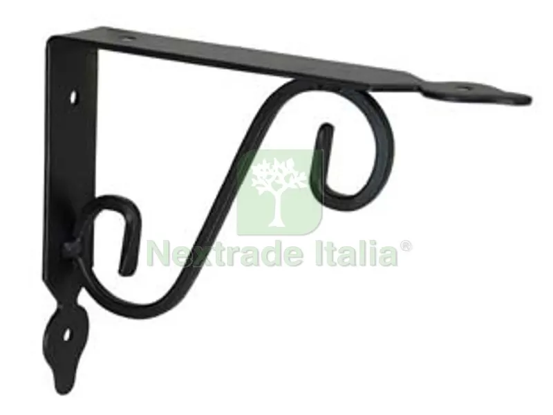 10PZ Mensole Ornamentali Brackets Extra Strong Nere - mm.230x25x175h. (9"x7") — Arredo — rif. FERX.FER213134