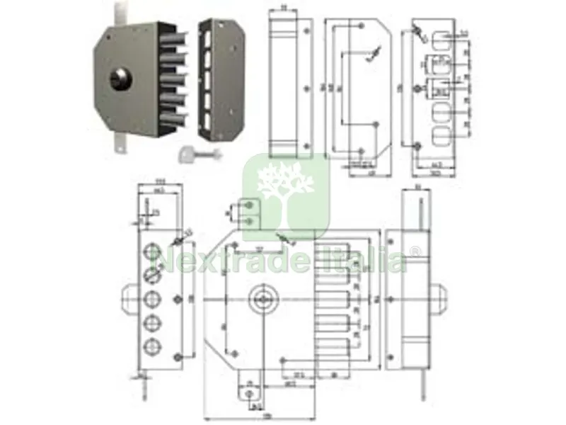 Serratura Triplice da Applicare Senza Scrocco a Pompa 3200 - mm.60 DX (3200C-02) — Serrature e cilindri — rif. FERX.FER214094 Serratura Triplice da Applicare Senza Scrocco a Pompa 3200 - mm.60 DX (3200C-02) — Serrature e cilindri — rif. FERX.FER214094