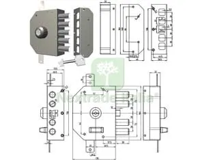 Serratura Triplice da Applicare con Pomolo Senza Scrocco a Pompa 3200P - mm.60 DX (3200P-02) — Serrature e cilindri — rif. FERX.FER214117