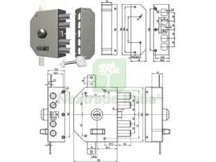 Serratura Triplice da Applicare con Scrocco a Pompa 3250 - mm.60 SX (3250C-52) — Serrature e cilindri — rif. FERX.FER214148 Serratura Triplice da Applicare con Scrocco a Pompa 3250 - mm.60 SX (3250C-52) — Serrature e cilindri — rif. FERX.FER214148