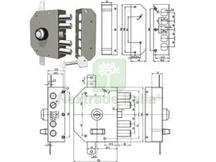 Serratura Triplice da Applicare con Pomolo e Scrocco a Pompa 3250P - mm.60 SX (3250P-52) — Serrature e cilindri — rif. FERX.FER214162