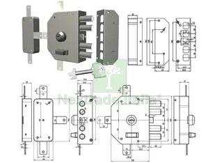 Serratura Quintuplice da Applicare con Scrocco a Pompa 3350 - mm.60 DX (3350C-02) — Serrature e cilindri — rif. FERX.FER214209