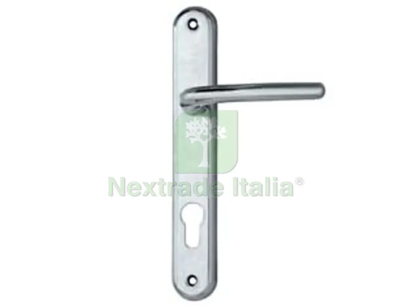 Maniglia Vega con Placca Foro Yale in Zama Finitura Ottone Cromato - mm.90 foro yale — Maniglie e pomelli — rif. FERX.FER214414