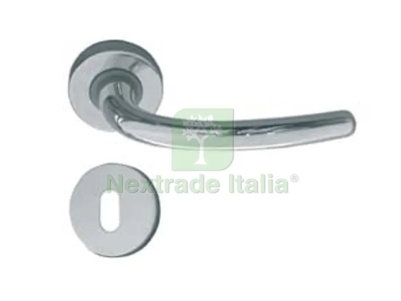 Maniglia Vega con Rosetta in Zama Finitura Ottone Cromo Satinato — Maniglie e pomelli — rif. FERX.FER214421