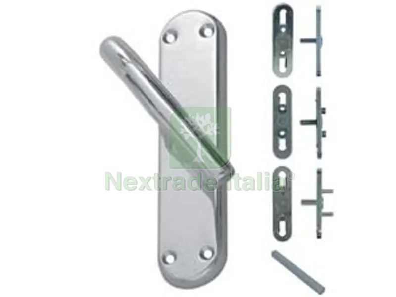 2PZ Cremonese Vega in Zama Finitura Ottone Cromo Satinato - movimento martellina quadro mm.7 — Maniglie e pomelli — rif. FERX.FER214469