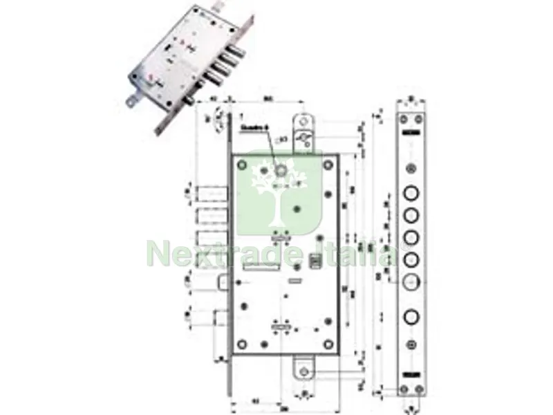 Serratura Triplice Infilare Multifunzione Scrocco D/Mappa Blindate 54795 - MM.63 SX (54795S) — Serrature e cilindri — rif. FERX.FER214568