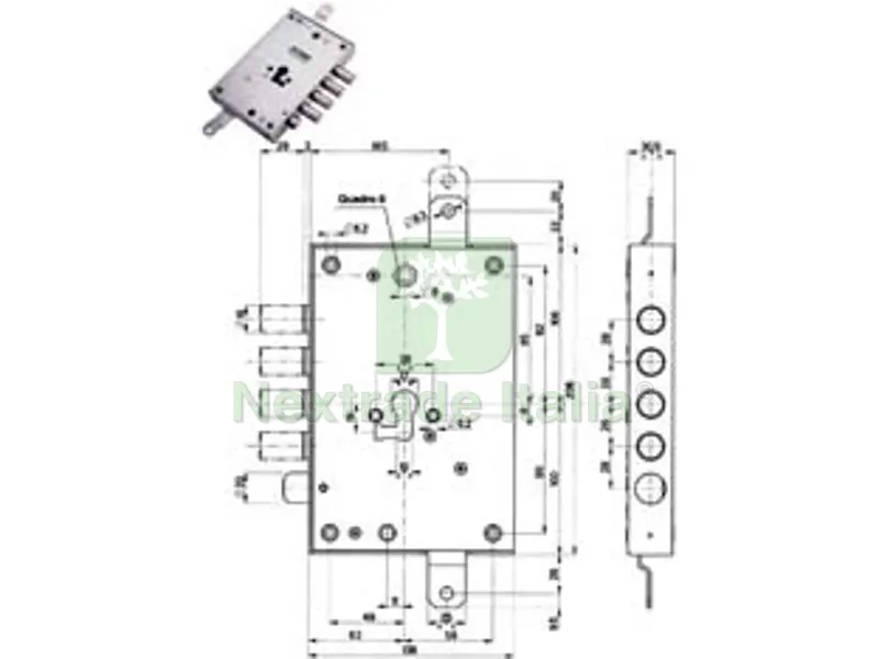 Serratura Triplice Applicare con Scrocco Cilindro EUR. Blindate 85571/28 - MM.63 SX (85571S28N) — Serrature e cilindri — rif. FERX.FER214605