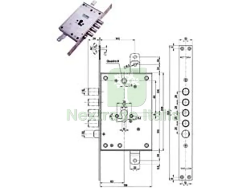 Serratura Triplice Infilare con Scrocco Cilindro Europeo Blindate 85771/28 - MM.63 SX (85771S28N) — Serrature e cilindri — rif. FERX.FER214629