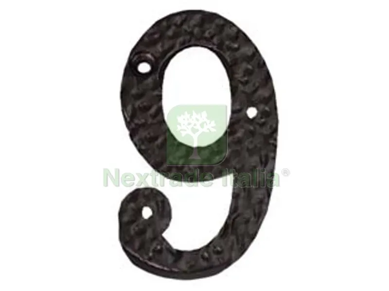 Numero Civico "9" in Ferro Nero Opaco — Ferramenta porte e finestre — rif. FERX.FER216180