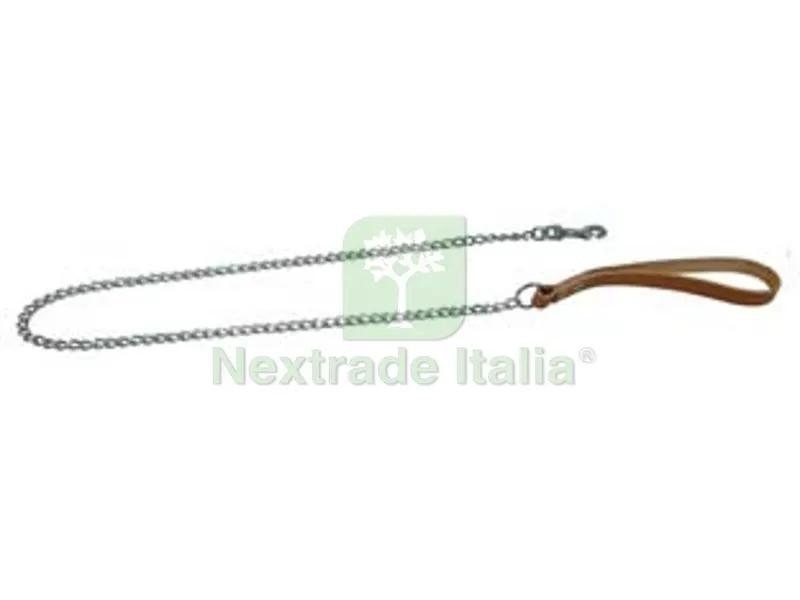 2PZ Guinzaglio per Cani Pesante Cuoio Naturale con Catena Cromata - lunghezza catena cm.80 spessore mm.2 — Cani — rif. FERX.FER218337 2PZ Guinzaglio per Cani Pesante Cuoio Naturale con Catena Cromata - lunghezza catena cm.80 spessore mm.2 — Cani — rif. FERX.FER218337