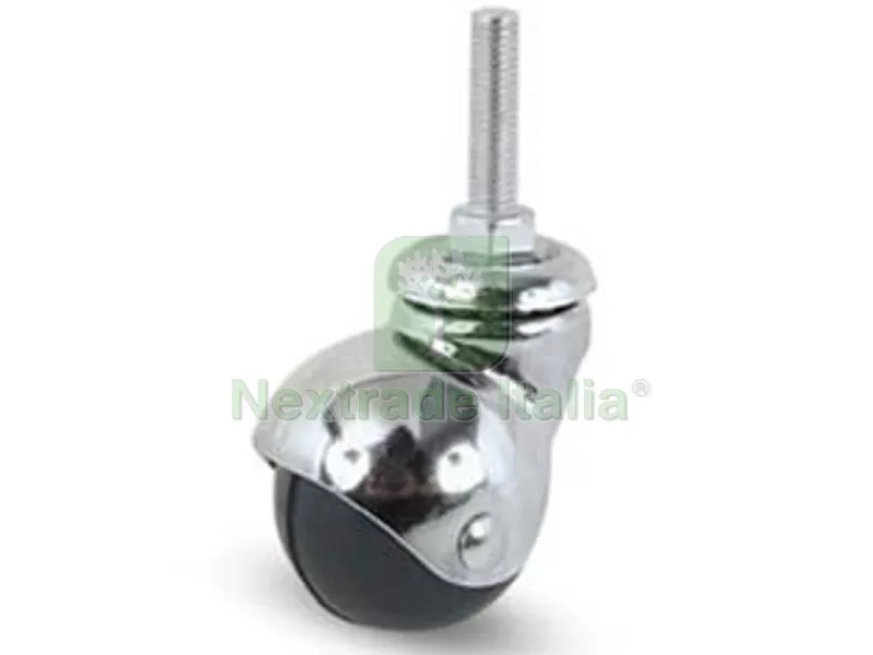 4PZ Ruote Sferiche in Gomma con Perno "165B" - ? mm.30 perno ? mm.8x30 mm.52h. port. Kg.20 — Ferramenta per legno e mobili — rif. FERX.FER218412