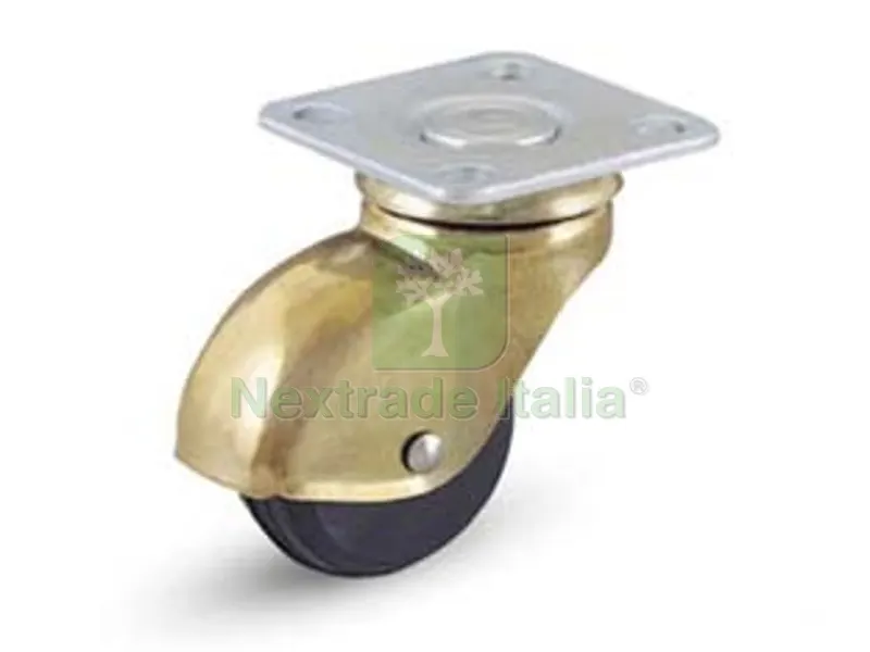4PZ Ruote a Cuffia Girevole in Gomma con Piastra Girevole "210" - ? mm.35x18 piastra mm.40x40 mm.50h. port. Kg.15 — Ferramenta per legno e mobili — rif. FERX.FER218481