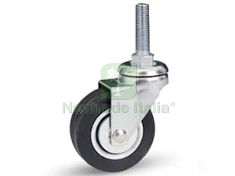 4PZ Ruote a Forcella in Gomma con Perno "160B" - ? mm.40x18 perno ? mm.8x30 mm.56h. port. Kg.20 — Ferramenta per legno e mobili — rif. FERX.FER218498