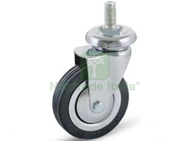 4PZ Ruote a Forcella in Gomma con Perno "155B" - ? mm.100x24 perno ? mm.12x30 mm.139h. p. Kg.80 — Ferramenta per legno e mobili — rif. FERX.FER218535 4PZ Ruote a Forcella in Gomma con Perno "155B" - ? mm.100x24 perno ? mm.12x30 mm.139h. p. Kg.80 — Ferramenta per legno e mobili — rif. FERX.FER218535