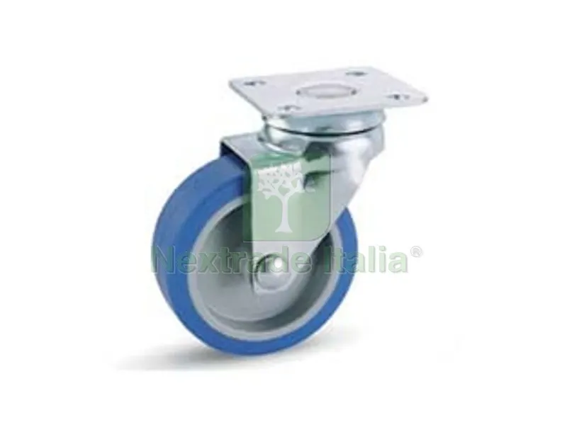 4PZ Ruote a Forcella in Gomma Blu Sintetica con Piastra Girevole "221" - ? mm.40x18 piastra mm.40x40 mm.56h. port. Kg.15 — Ferramenta per legno e mobili — rif. FERX.FER218832 4PZ Ruote a Forcella in Gomma Blu Sintetica con Piastra Girevole "221" - ? mm.40x18 piastra mm.40x40 mm.56h. port. Kg.15 — Ferramenta per legno e mobili — rif. FERX.FER218832