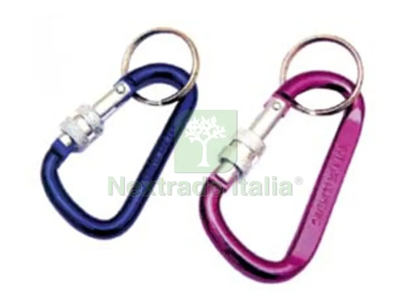 25PZ Moschettoni a Vite Portachiavi in Alluminio con Anello - ? mm.8x80 — Ganci, moschettoni e anelli — rif. FERX.FER220347 25PZ Moschettoni a Vite Portachiavi in Alluminio con Anello - ? mm.8x80 — Ganci, moschettoni e anelli — rif. FERX.FER220347