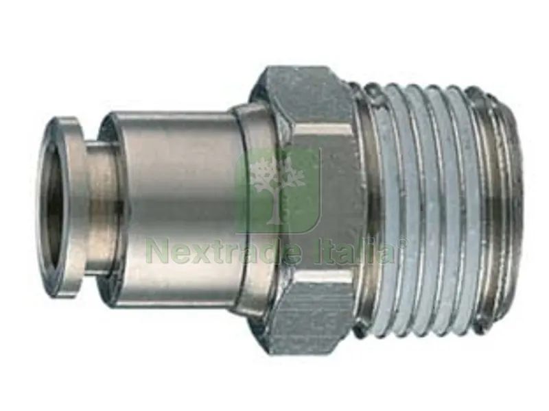 10PZ RACCORDO DRITTO CON INNESTO AUTOMATICO E FILETTATO MASCHIO CONICO - attacco conico 1/4"M ? mm.8 art.50/A4 — Tubi e raccordi — rif. FERX.FER221702