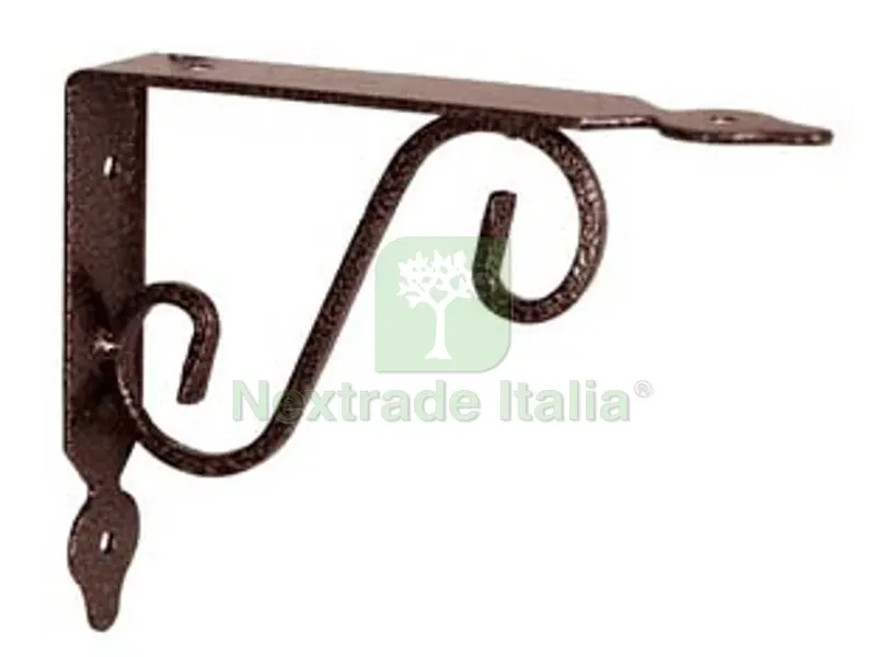 10PZ Mensole Ornamentali Brackets Extra Strong Nero/Bronzo - mm.230x25x175h. (9"x7") — Arredo — rif. FERX.FER222556
