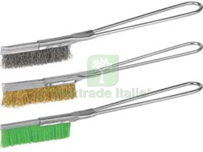 12PZ Mini Spazzola a Mano Manico Acciaio fili in ottone PG 496.82 — Spazzole metalliche manuali — rif. FERX.FER226189