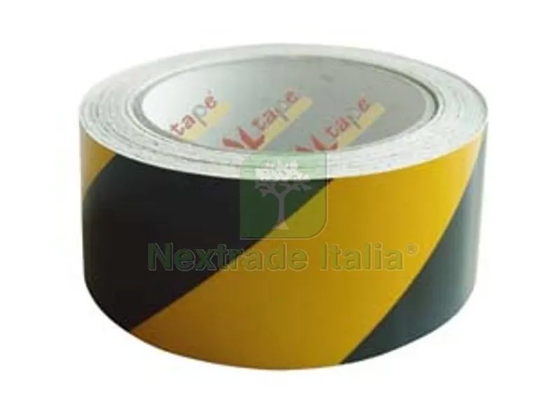 6PZ Nastro Segnaletico Adesivo in PVC Giallo/Nero - mm.50h. rotoli da mt.33 giallo/nero — Utensili e segnaletica — rif. FERX.FER228770