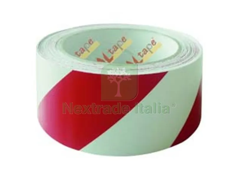 6PZ Nastro Segnaletico Adesivo in PVC Bianco/Rosso - mm.50h. rotoli da mt.33 — Utensili e segnaletica — rif. FERX.FER228787