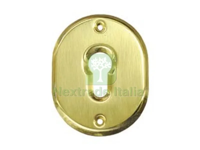 5PZ Bocchette Ovali in Ottone Lucido per Cilindri Sagomati - mm.70x90h. spessore mm.4 — Serrature e cilindri — rif. FERX.FER229937