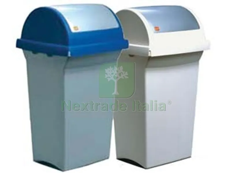 6PZ BIDONE CON COPERCHIO BASCULANTE LT.50 - cm.43x39x76h. - colore grigio/blu — Casalinghi e organizzazione — rif. FERX.FER230490