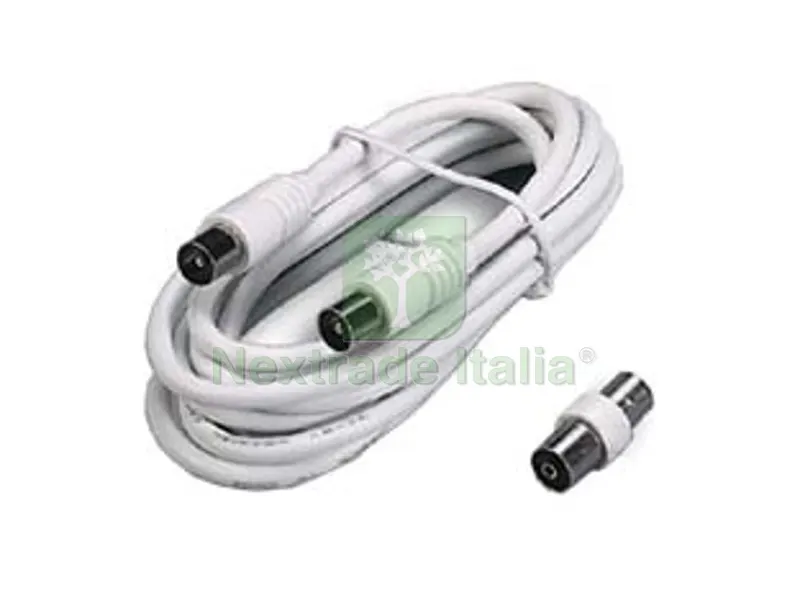 5PZ Prolunga TV con Cavo Coax Spina Maschio-Femmina + Adattatore Maschio - mt.2 bianca 31000 — Interruttori e prese — rif. FERX.FER417679