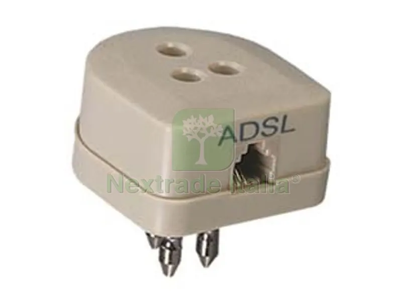 Presa/Spina Duplicatore Tripolare con Presa Plug 6/2 C. per Linea Adsl - art.22385 — Interruttori e prese — rif. FERX.FER232654