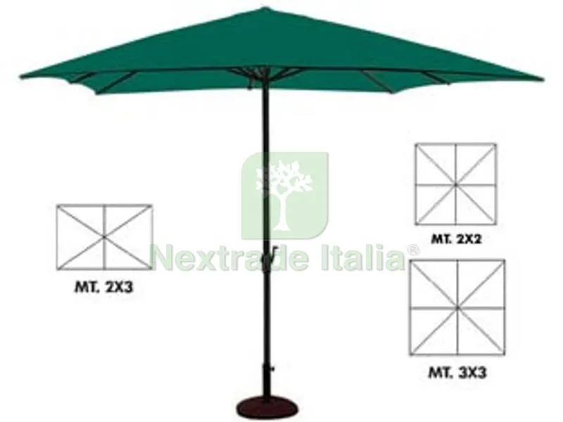 Ombrellone Quadro e Rettangolare in Metallo con Manovella - cm.300x300 palo ? mm.48 a 8 stecche col. verde — Tempo libero outdoor — rif. FERX.FER232807
