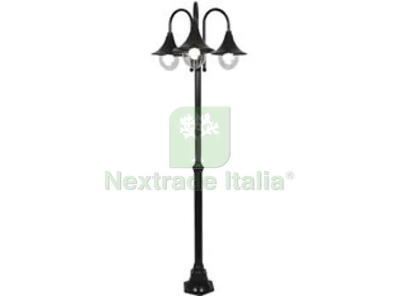 Lampione 3 Luci su Palo Modello Parigi - 3x100w IP44 cm.230h. colore nero — Illuminazione — rif. FERX.FER234412