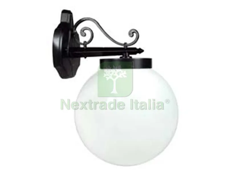 Lanterna con Braccio Superiore Lavorato Modello Sfera - 100w IP44 mm.290x383h. colore nero — Illuminazione — rif. FERX.FER234443 Lanterna con Braccio Superiore Lavorato Modello Sfera - 100w IP44 mm.290x383h. colore nero — Illuminazione — rif. FERX.FER234443