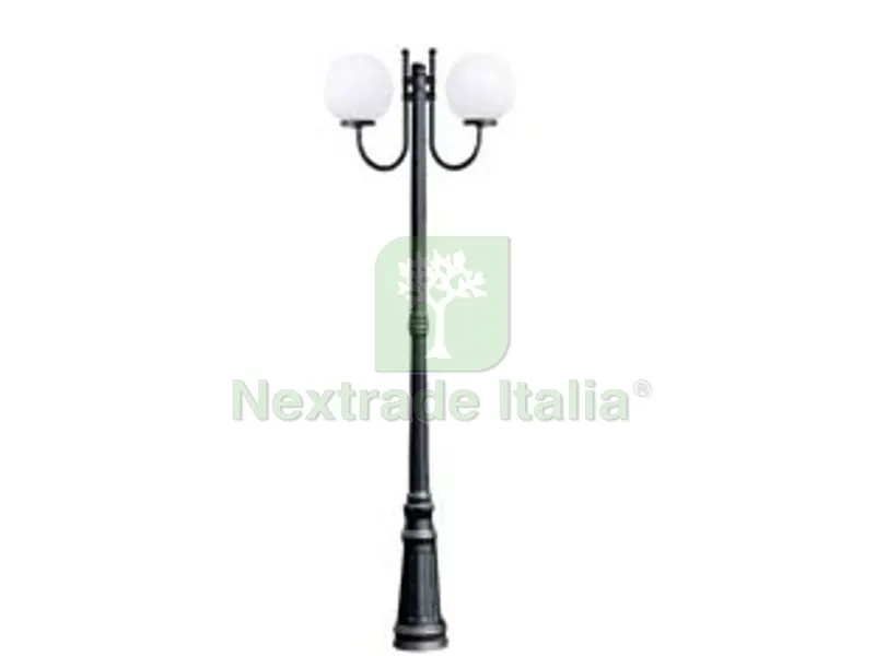 Lampione 2 Luci su Palo Modello Sfera - 2x100w IP44 cm.230h. colore nero — Illuminazione — rif. FERX.FER234504 Lampione 2 Luci su Palo Modello Sfera - 2x100w IP44 cm.230h. colore nero — Illuminazione — rif. FERX.FER234504