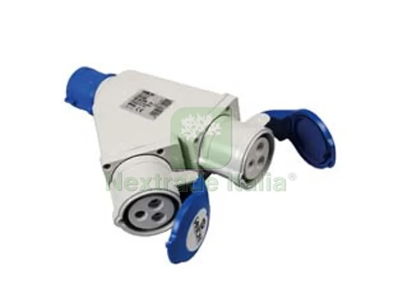 ADATTATORE INDUSTRIALE CON SPINA E 2 PRESE CEE 309 IP44 - 16A colore blu 73105 — Interruttori e prese — rif. FERX.FER236348