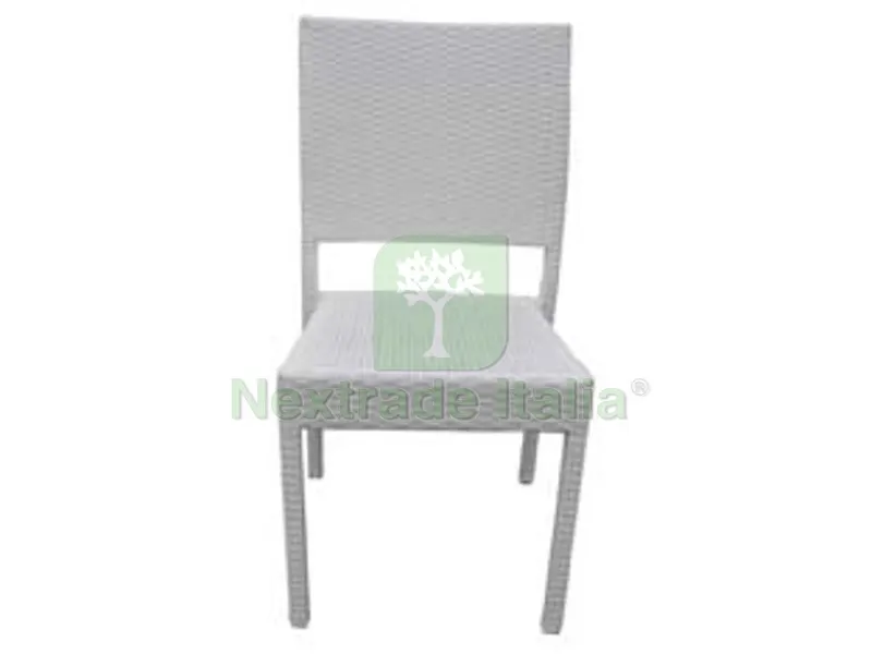 Sedia da Giardino in PE-Rattan - cm.47,5x57x91h. - colore bianco — Arredo giardino — rif. FERX.FER238694 Sedia da Giardino in PE-Rattan - cm.47,5x57x91h. - colore bianco — Arredo giardino — rif. FERX.FER238694