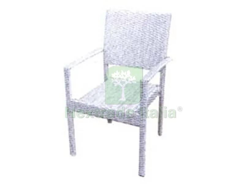 SEDIA DA GIARDINO IN PE-RATTAN CON BRACCIOLI - cm.56x60x92h. - colore bianco — Arredo giardino — rif. FERX.FER238700