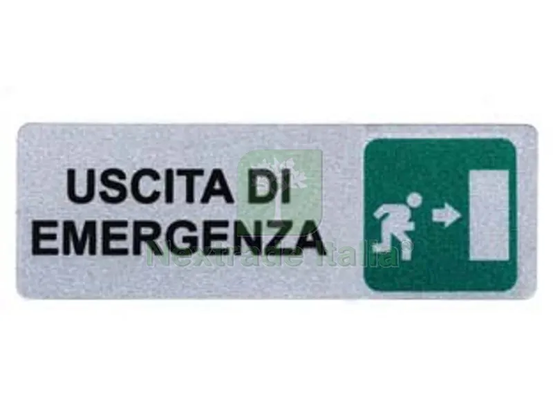 10PZ Targhetta Adesiva "uscita di Emergenza" (freccia a Destra) - cm.15x5h. — Protezione piante e sementi — rif. FERX.FER239905