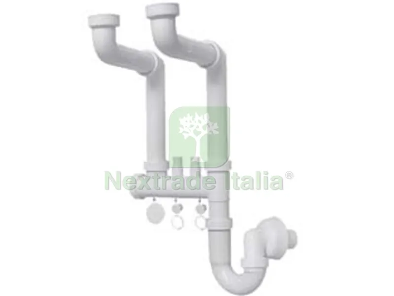 SIFONE MOPLEN LIBERO 2 VIE CON 2 SCARICHI - 1"1/2 per lavello — Sanitari e ceramiche — rif. FERX.FER243582