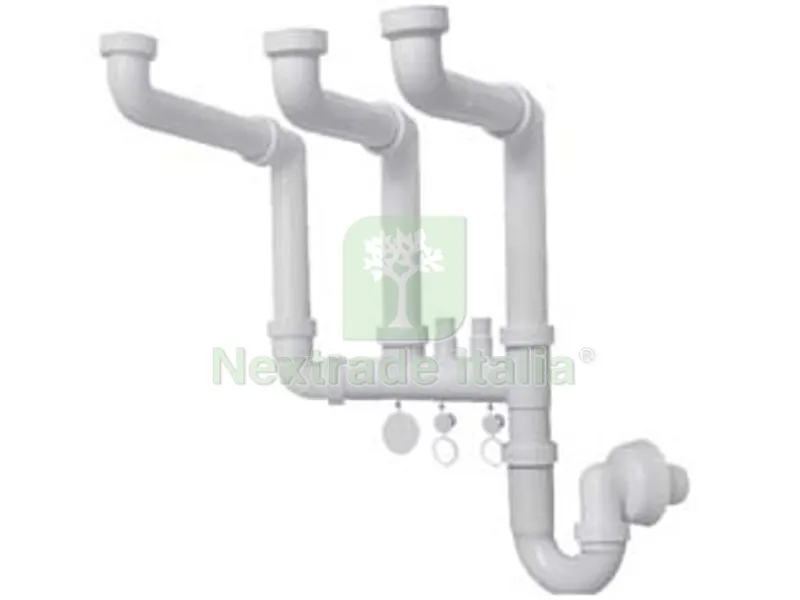 Sifone Moplen Libero 3 VIE con 2 Scarichi - 1"1/2 per lavello — Sanitari e ceramiche — rif. FERX.FER243599 Sifone Moplen Libero 3 VIE con 2 Scarichi - 1"1/2 per lavello — Sanitari e ceramiche — rif. FERX.FER243599
