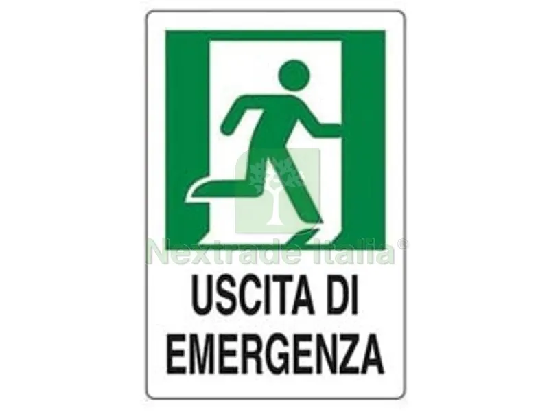 10PZ Cartello "uscita di Emergenza a Destra" - cm.20x30h. — Casalinghi e organizzazione — rif. FERX.FER243667