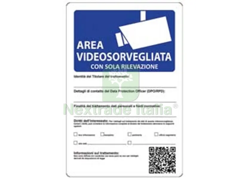 10PZ Cartello "area Videosorvegliata con Sola Rilevazione" - cm.20x30h. — Casalinghi e organizzazione — rif. FERX.FER243698