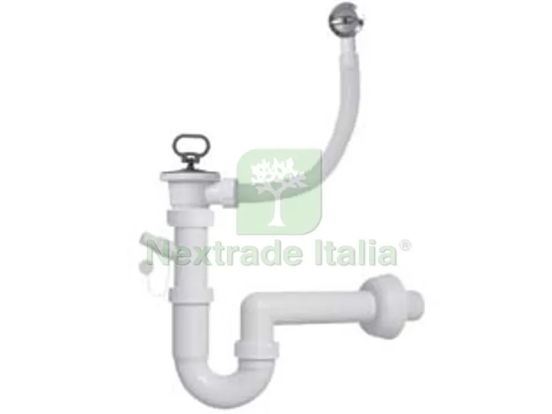 SIFONE MOPLEN A "U" 1 VIA CON SCARICO PILETTA E TROPPO PIENO - 1"1/2 per lavello — Scarichi e sifoni — rif. FERX.FER243759