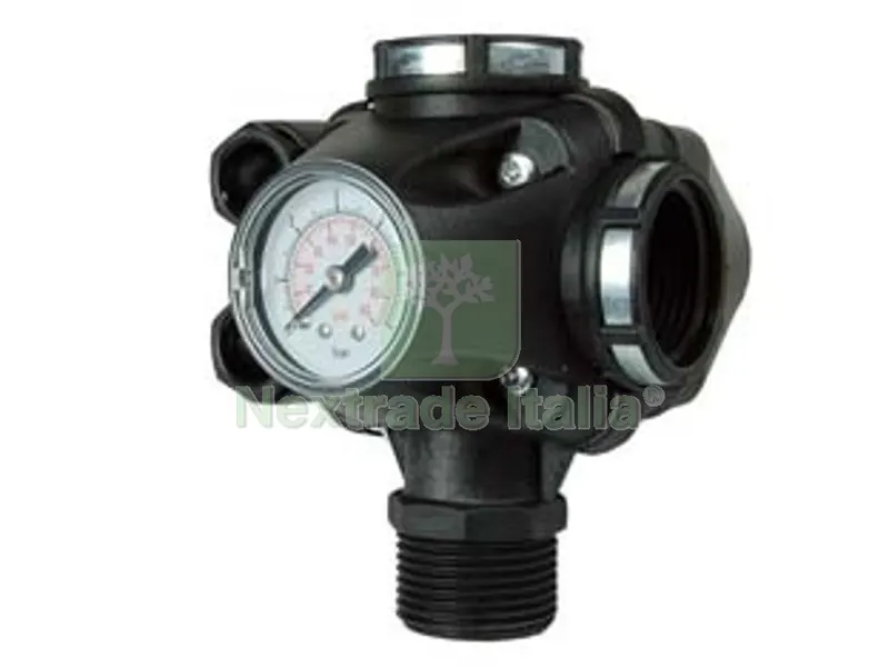 Pressostato Monofase per Autoclave con Manometro Integrato PM53W - connessione 3 vie in plastica 1" — Pompe — rif. FERX.FER244145 Pressostato Monofase per Autoclave con Manometro Integrato PM53W - connessione 3 vie in plastica 1" — Pompe — rif. FERX.FER244145