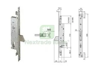 Serratura Triplice da Infilare per Montanti e Persiane Senza Scrocco 46820 - MM.25 (46820250) — Serrature e cilindri — rif. FERX.FER244152