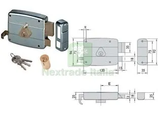serratura applicare catenaccio e scrocco doppio cilindro fisso 50521 - mm.70 dx (50521701) — Lucchetti e catene — rif. FERX.FER244237 serratura applicare catenaccio e scrocco doppio cilindro fisso 50521 - mm.70 dx (50521701) — Lucchetti e catene — rif. FERX.FER244237