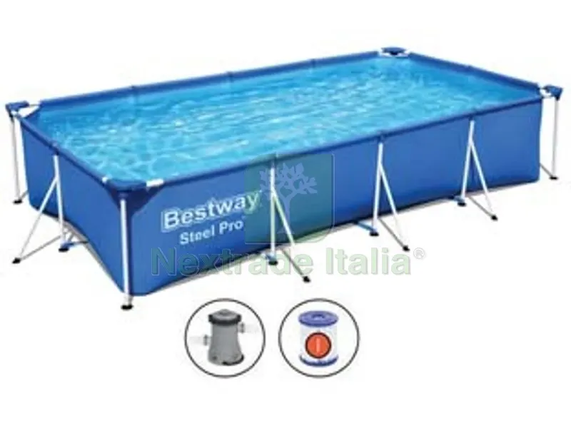 piscina steel pro rettangolare telaio portante cm.400x211x81h. -kg.34,0 -lt.5.700 -filtro cartuccia (art.56424) — Tempo libero outdoor — rif. FERX.FER245586